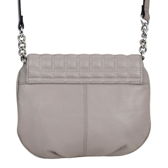 Tignanello STITCHED BEIGE GENUINE LEATHER FLAP CHAIN X-BODY SHOULDER BAG HANDBAG - Picture 7 of 15